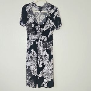 New York & Company Black and White Floral Midi Dress